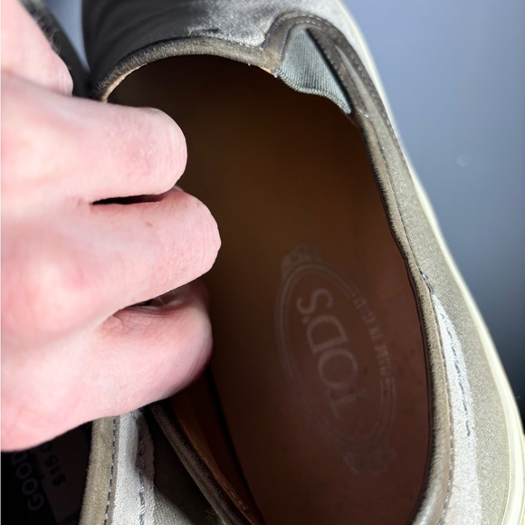 Tods Grey Suede Slip On Low Top Sneakers Size 9.5 - Picture 8 of 11